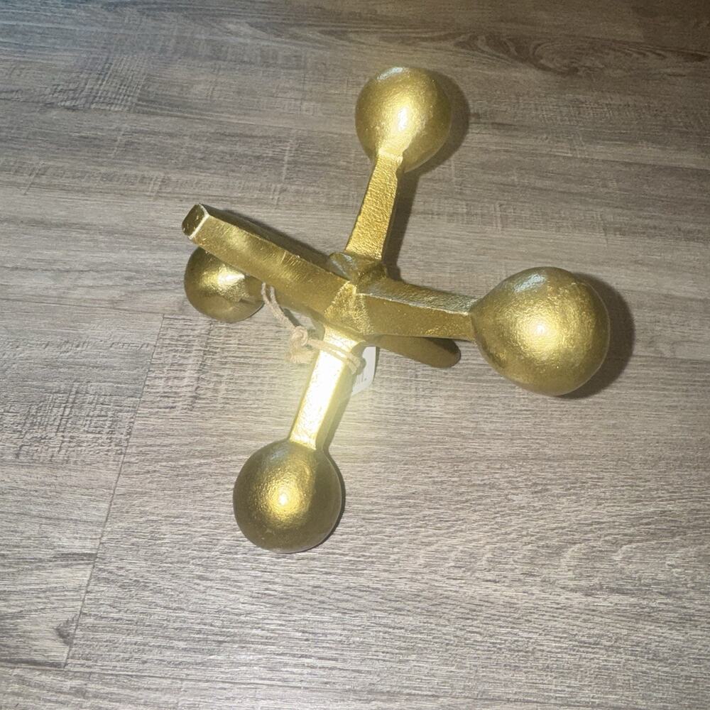 Gold Jack Sculpture Decorative Metal Jacks Game Piece Tabletop Accent India NWT